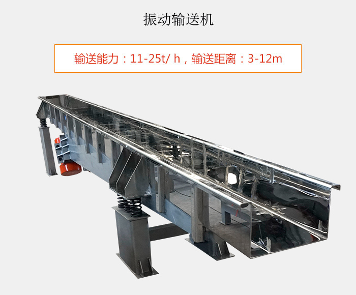 振動(dòng)輸送機(jī)：輸送能力：11-25t/ h，輸送距離：3-12m